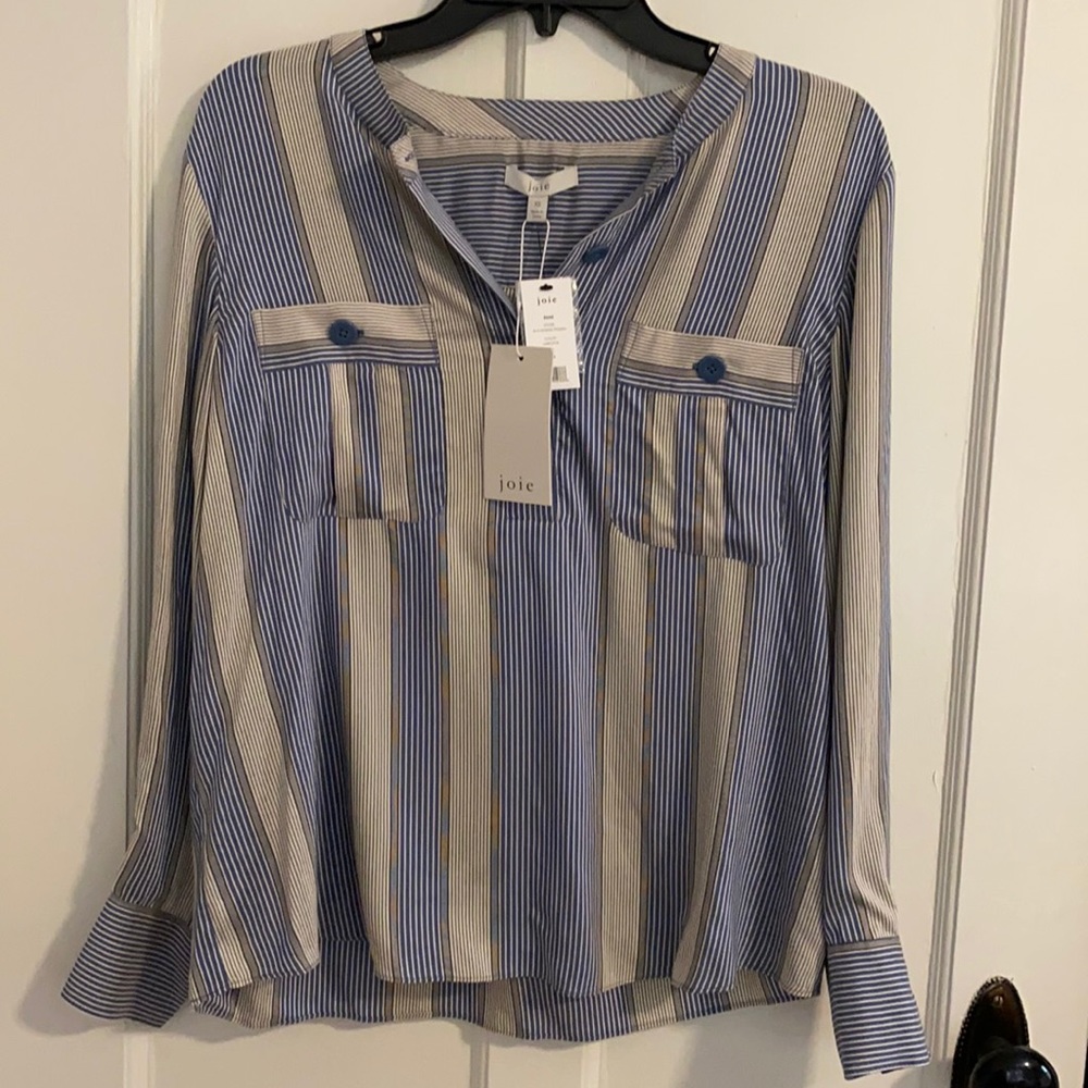NWT Joie Blue Stripe Blouse Size XS
